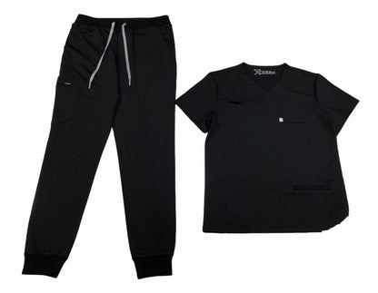 Black cropped scrub set